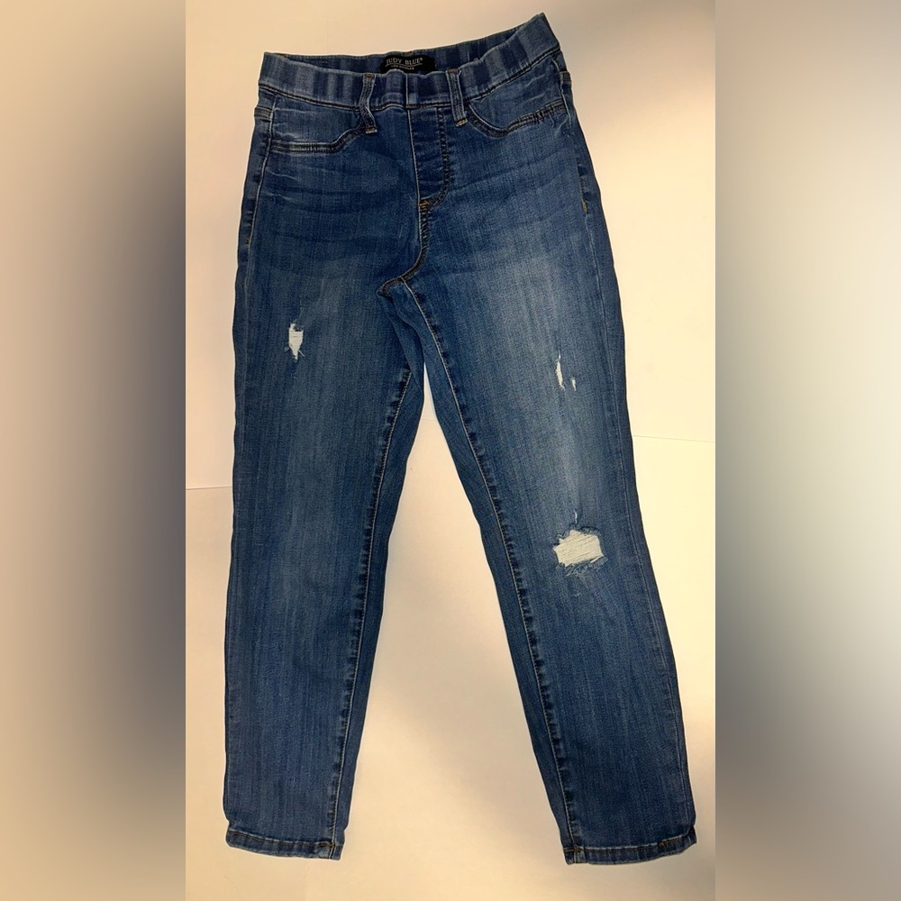 Judy Blue Women’s Worland High Rise Pull On Boyfriend Jegging Sz 5/27 Distressed - Picture 3 of 10